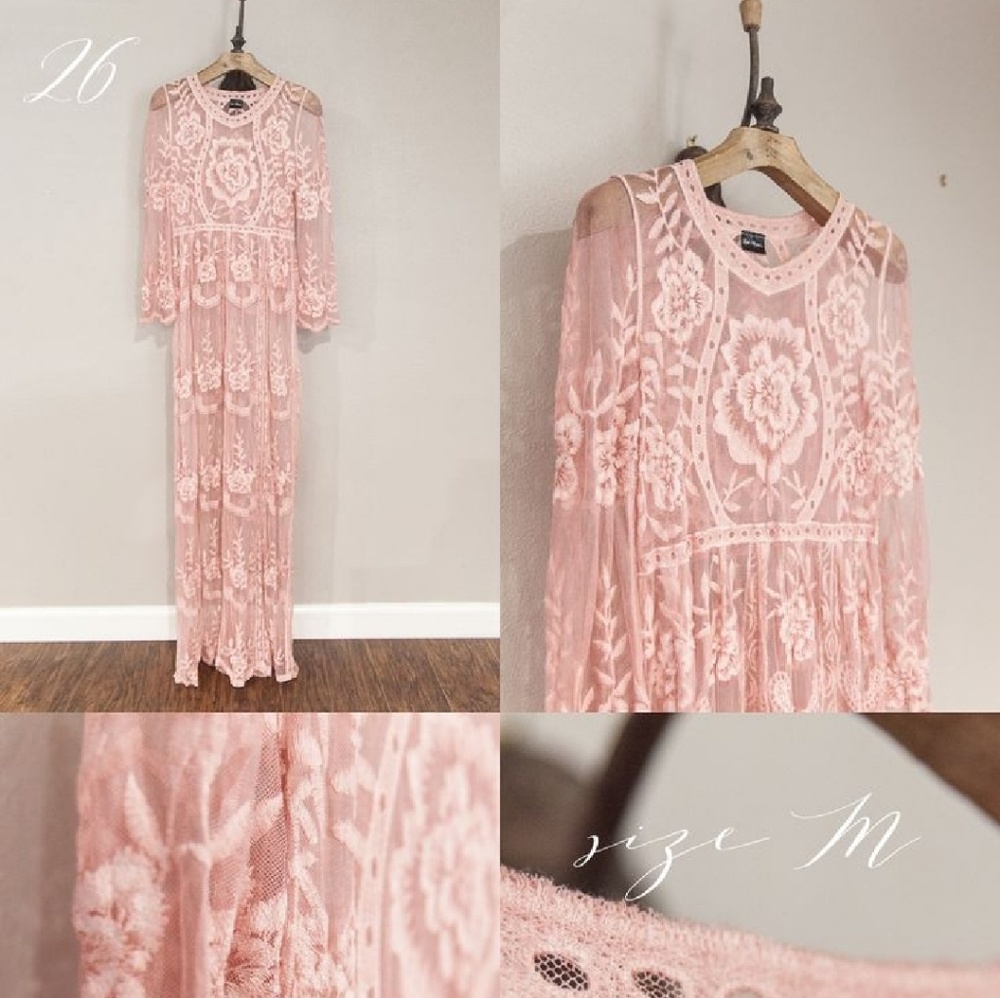 Leah Maria Couture pink lace dress